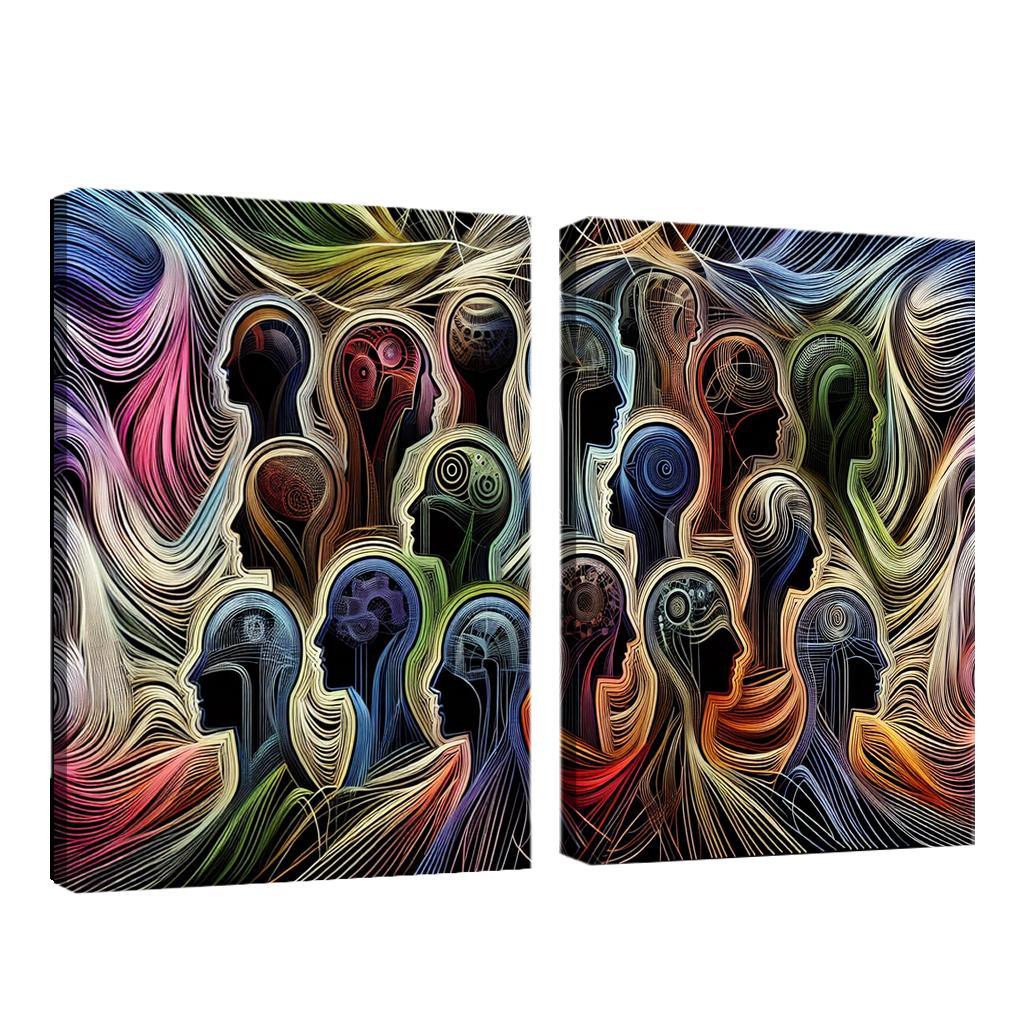 Threads of Resilience Art on Mental Health Awareness 2 Piece HD Canvas Wall Art-Original Frame