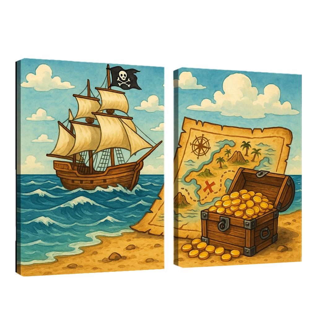 Pirate's Treasure - High Seas Adventure Framed Paintings