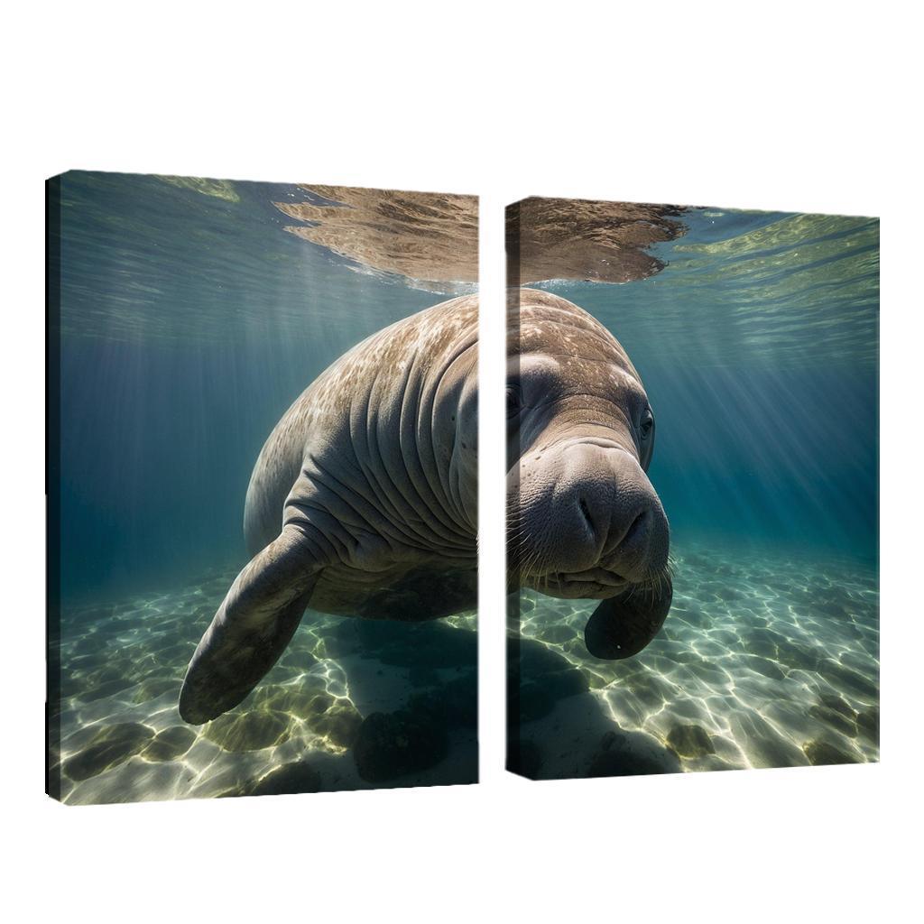 The Mysterious Manatee In Coastal Waters Framed Paintings