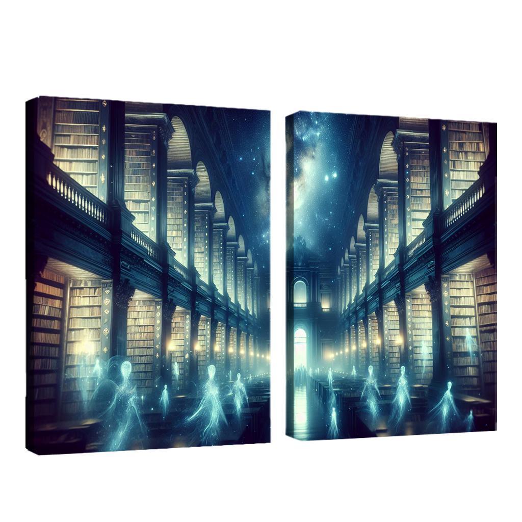 The Cosmic Library 2 Piece HD Canvas Wall Art-Original Frame