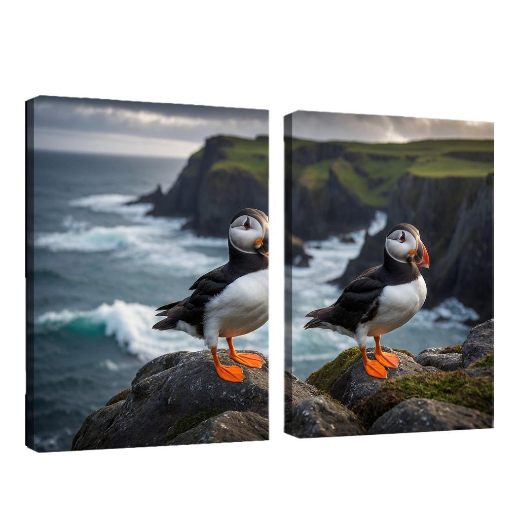 The Colorful Puffin Clown Of The Sea Modern Paintings Frame