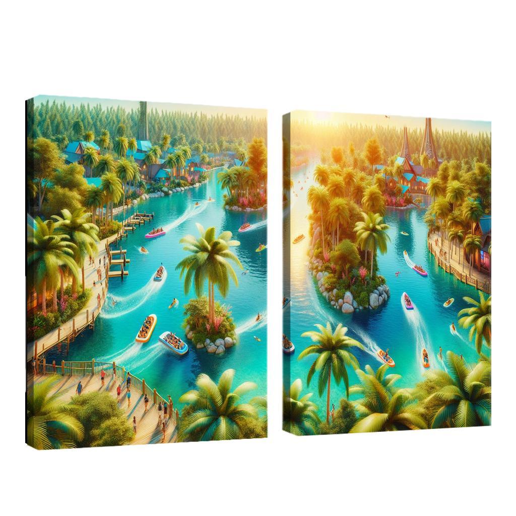 Adventure Lagoon Watersports Paradise Canvas Paintings Frame