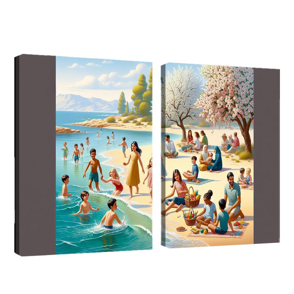 Almond Blossom Beach A Scenic Family Retreat Premium Artwork Frames