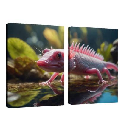 The Luminous Axolotl Underwater Marvel Of Regeneration Modern Paintings Frame