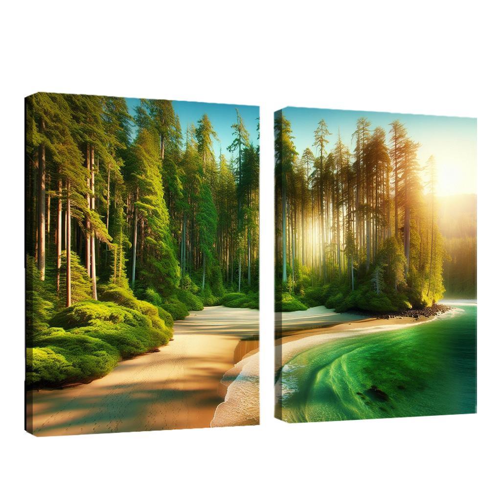 Seaside Forest Nature And Coast Combined Custom Paintings Frame