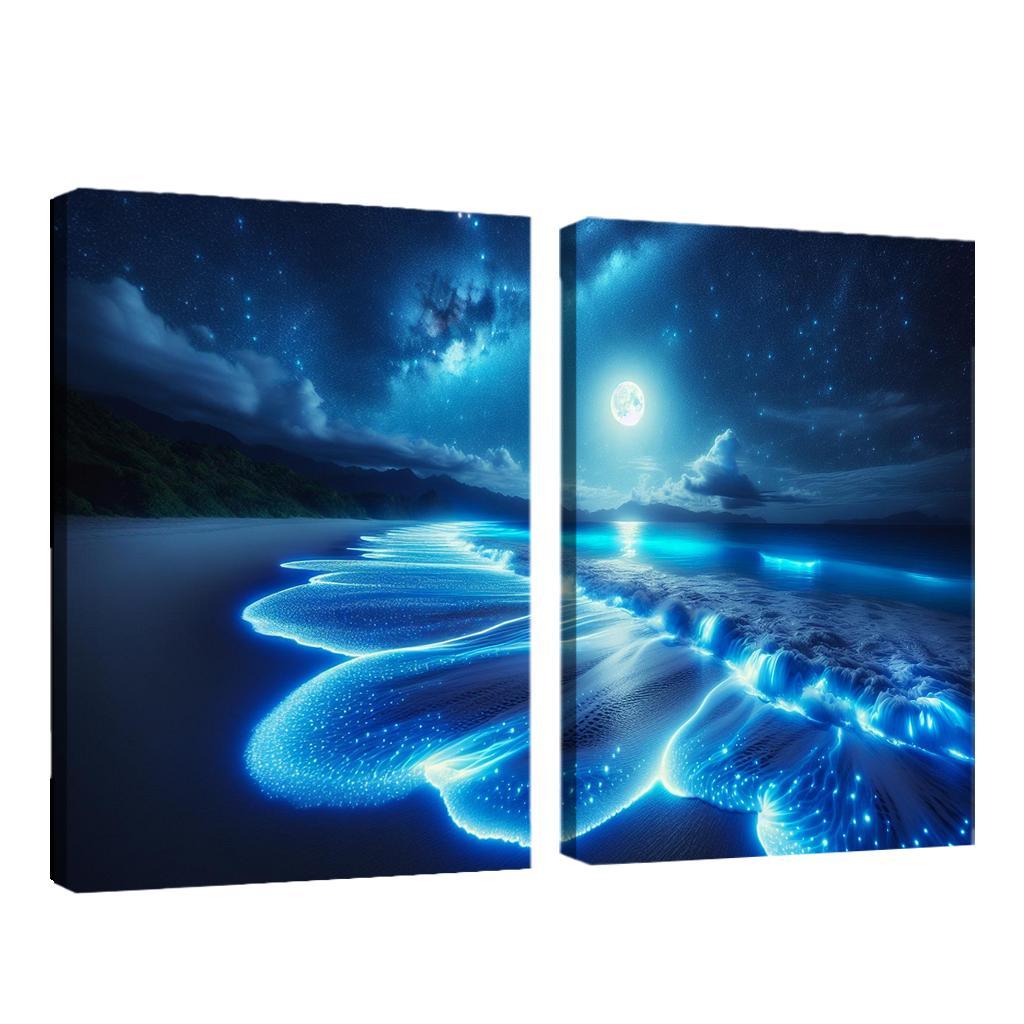 Mystic Moonlight Beach Modern Paintings Frame