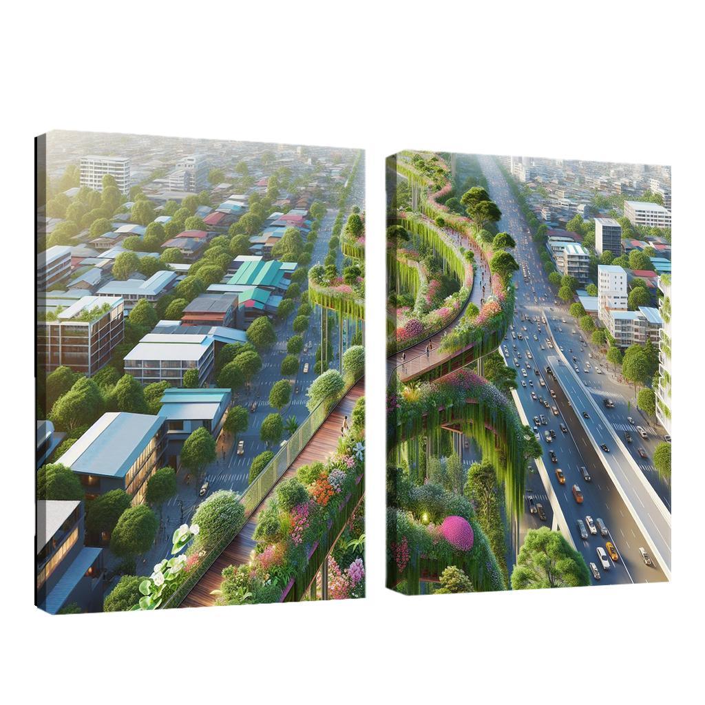 Elevated Green Walkways Custom Paintings Frame