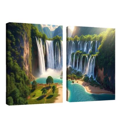 Hidden Falls Beach Waterfall Oasis Abstract Paintings Frame