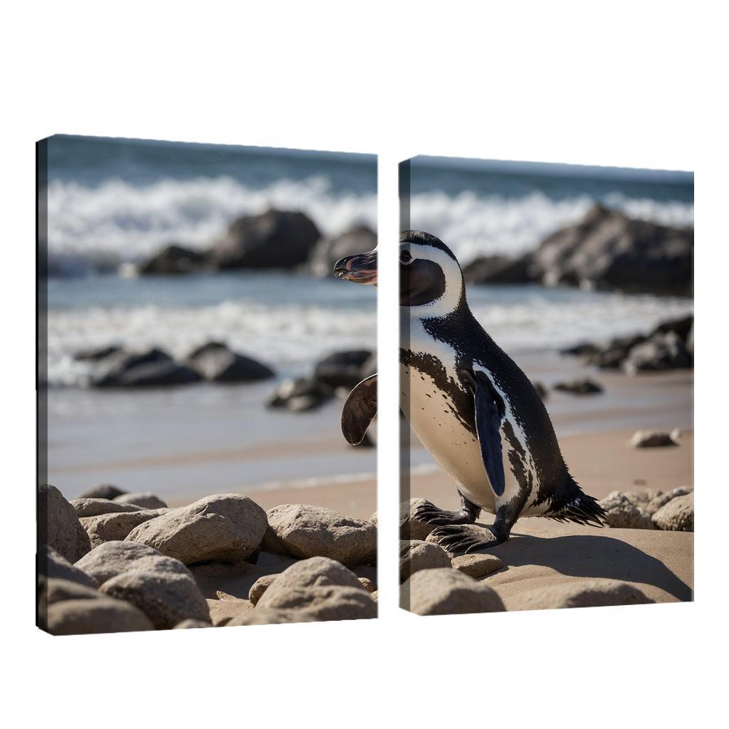The Magnificent African Penguin The Black-footed Wonder Oil Paintings Frame