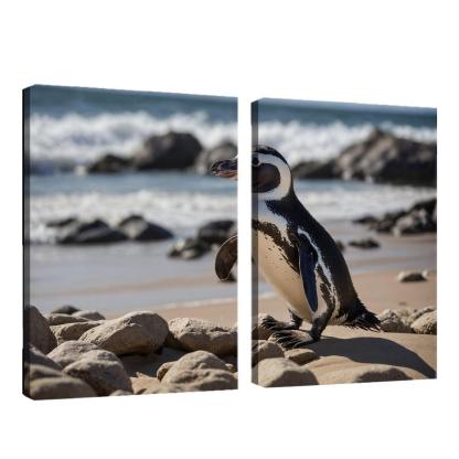 The Magnificent African Penguin The Black-footed Wonder Oil Paintings Frame