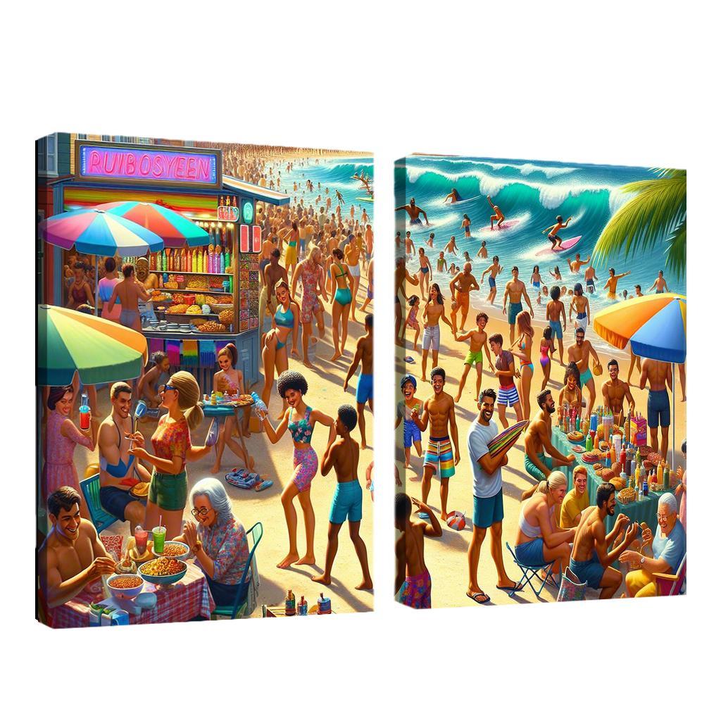 Sunshine Harbor Beach Modern Paintings Frame