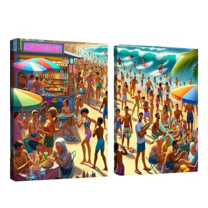 Sunshine Harbor Beach Modern Paintings Frame
