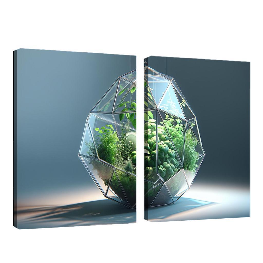 Sculptural Glass Terrarium 2 Piece HD Canvas Wall Art-Original Frame