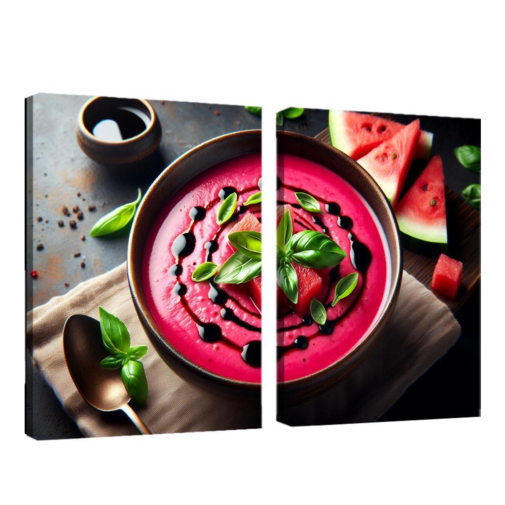 Chilled Watermelon Basil Soup 2 Piece HD Canvas Wall Art-Original Frame
