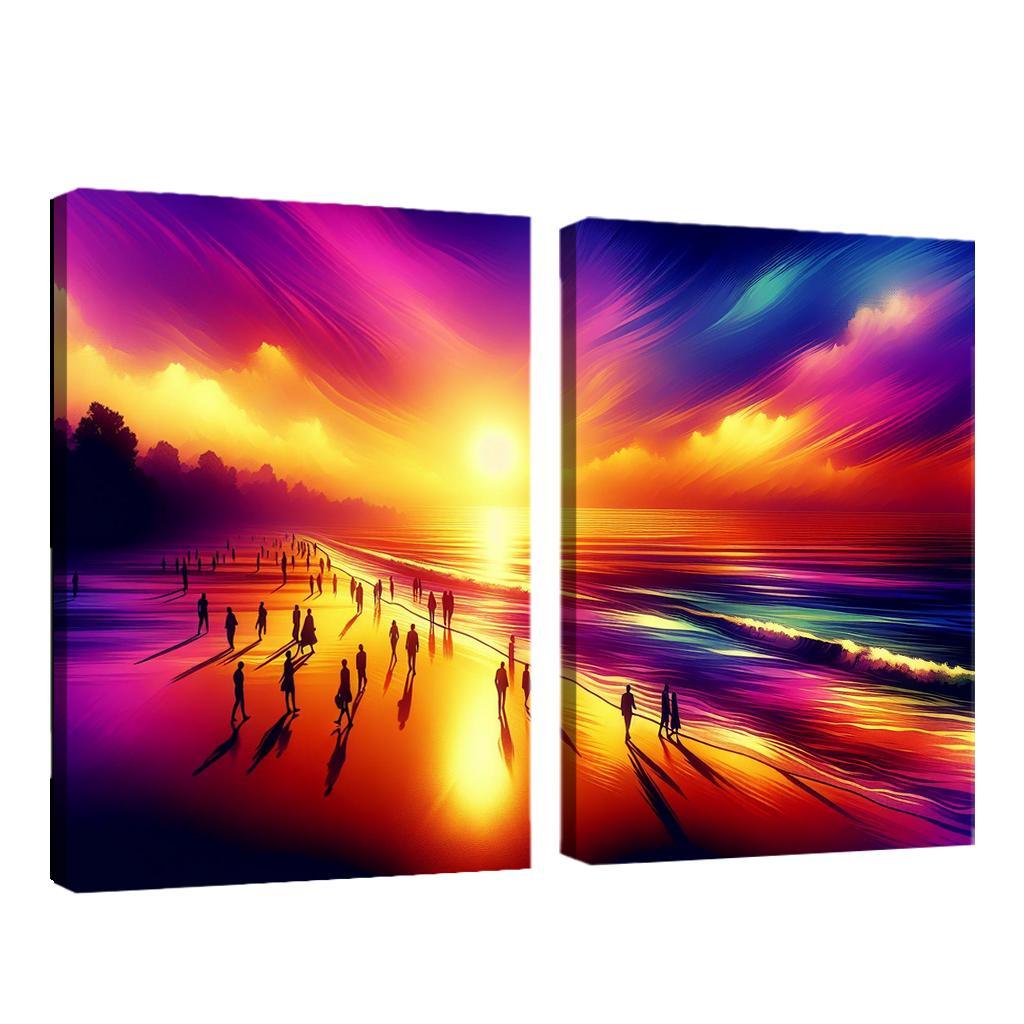 Shimmering Sands Sunset Beachwalks Abstract Paintings Frame