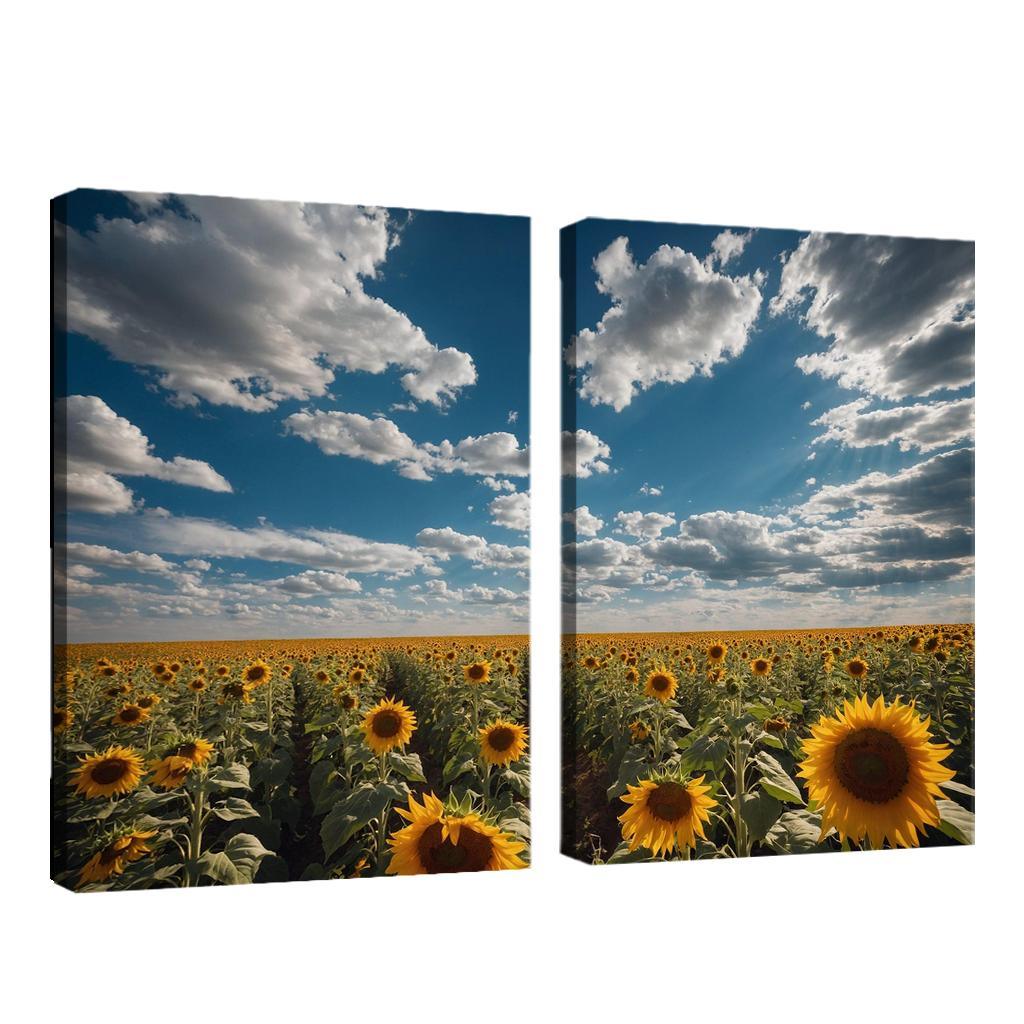 The Radiant Fields Of Golden Sunflowers Oil Paintings Frame