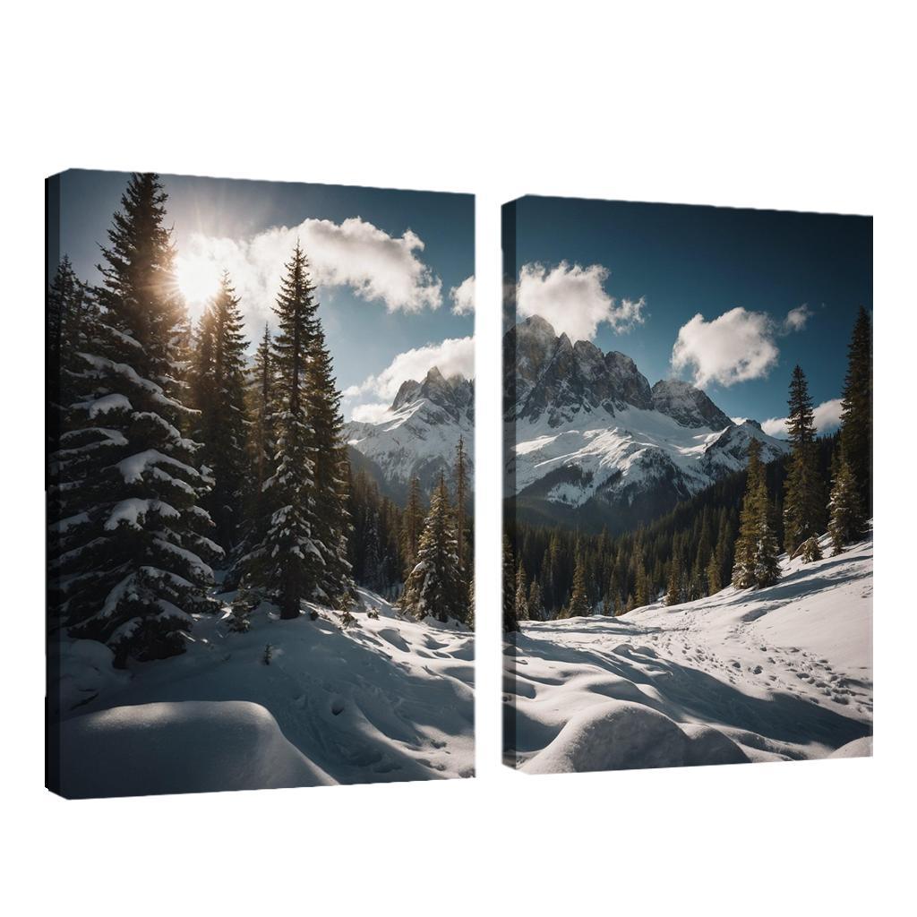 The Serene Peaks Of Snowy Mountain Range Multi-panel Paintings