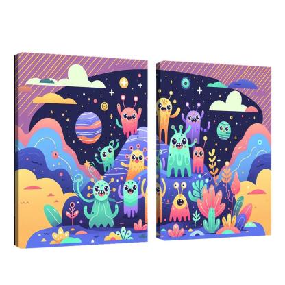Adventure in Space 2 Piece HD Canvas Wall Art-Original Frame