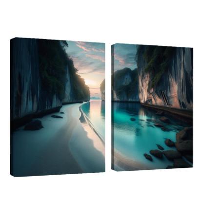 Silver Beach Escape Modern Paintings Frame