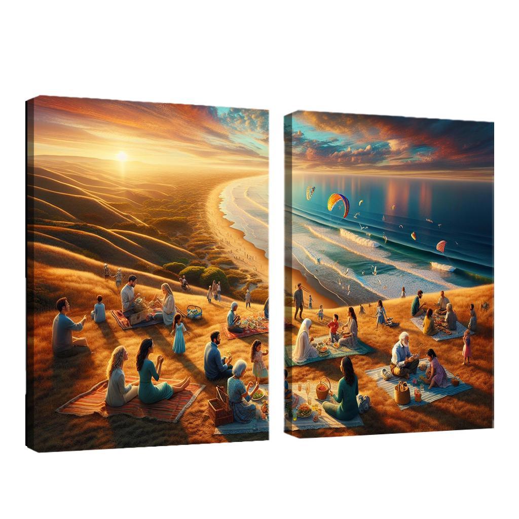 Bayside Retreat Scenic Picnic Spot Multi-panel Paintings