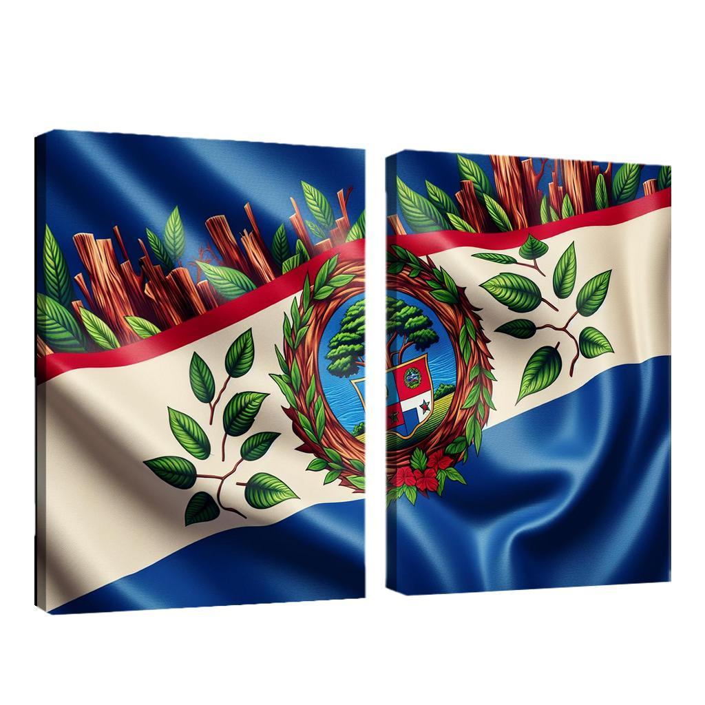 Colors of Diversity The Flag of Belize 2 Piece HD Canvas Wall Art-Original Frame