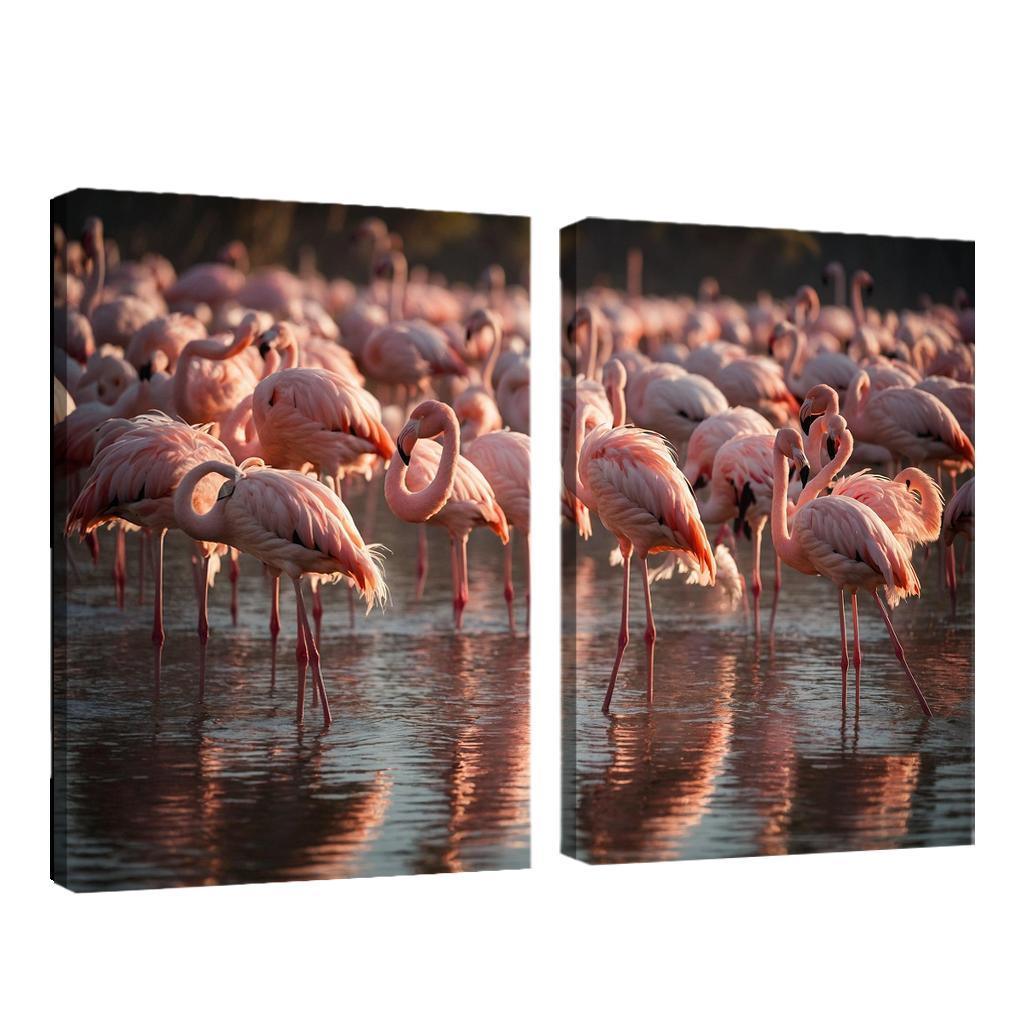 The Graceful Flamingo In Shallow Waters Framed Paintings