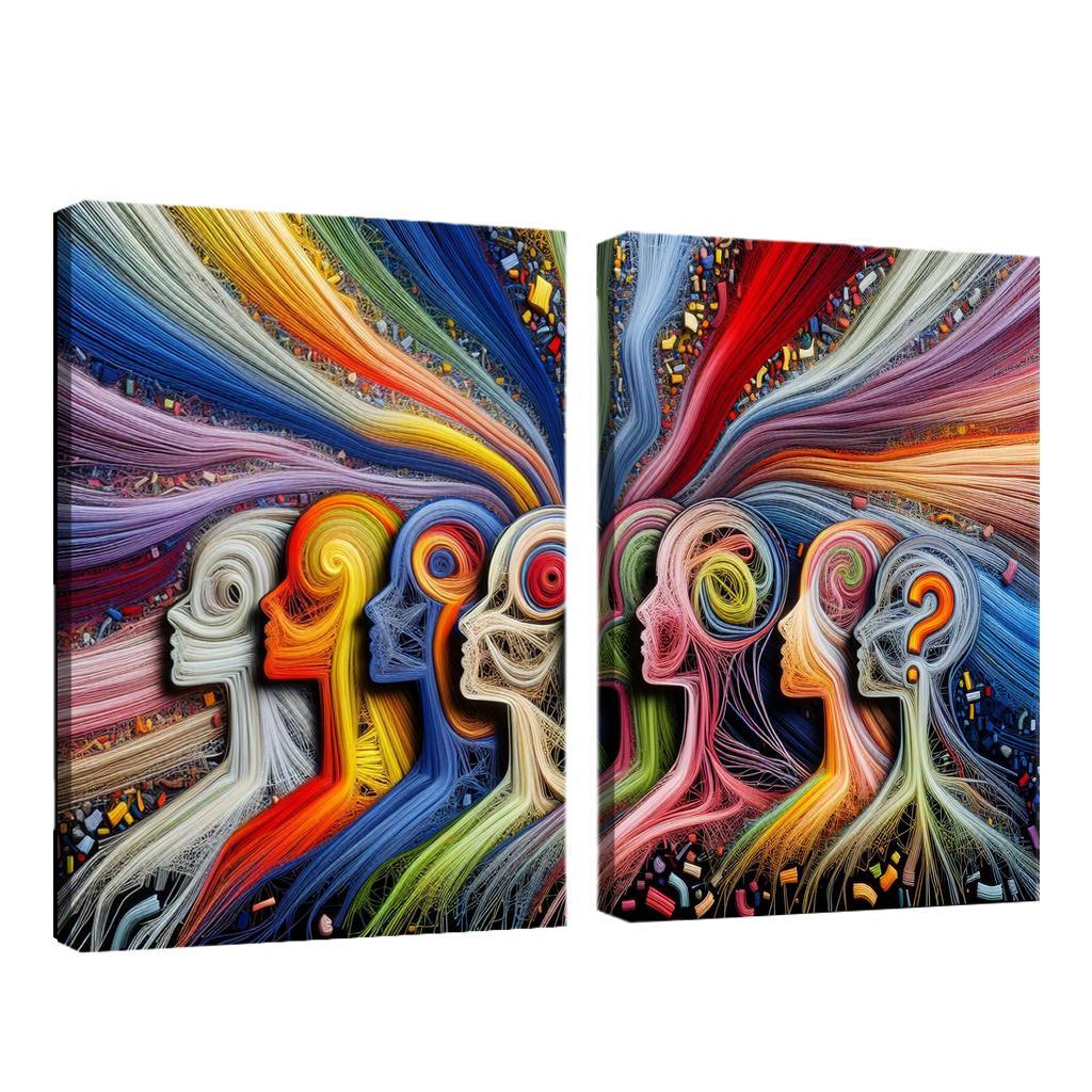 Threads of Resilience Art on Mental Health Awareness 2 Piece HD Canvas Wall Art-Original Frame