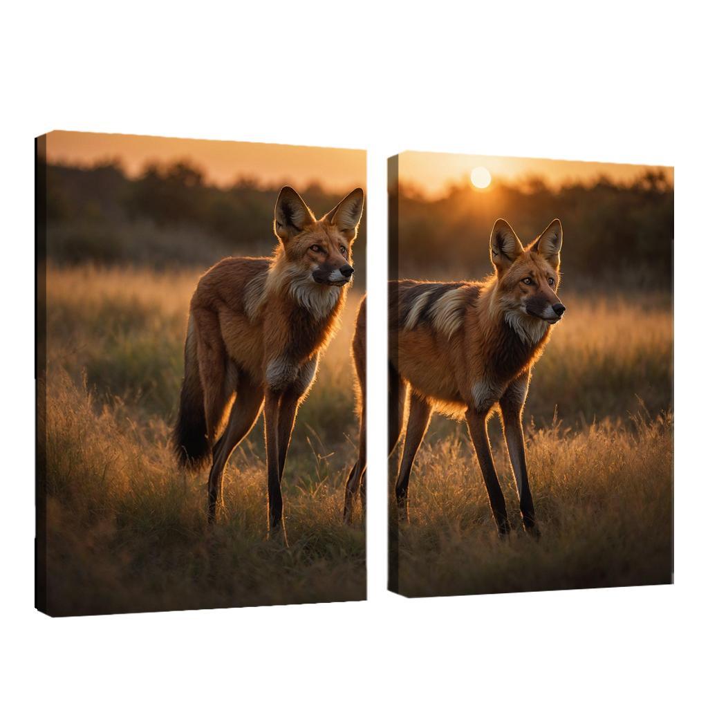 The Serene Maned Wolf Unique Grassland Canine Premium Artwork Frames