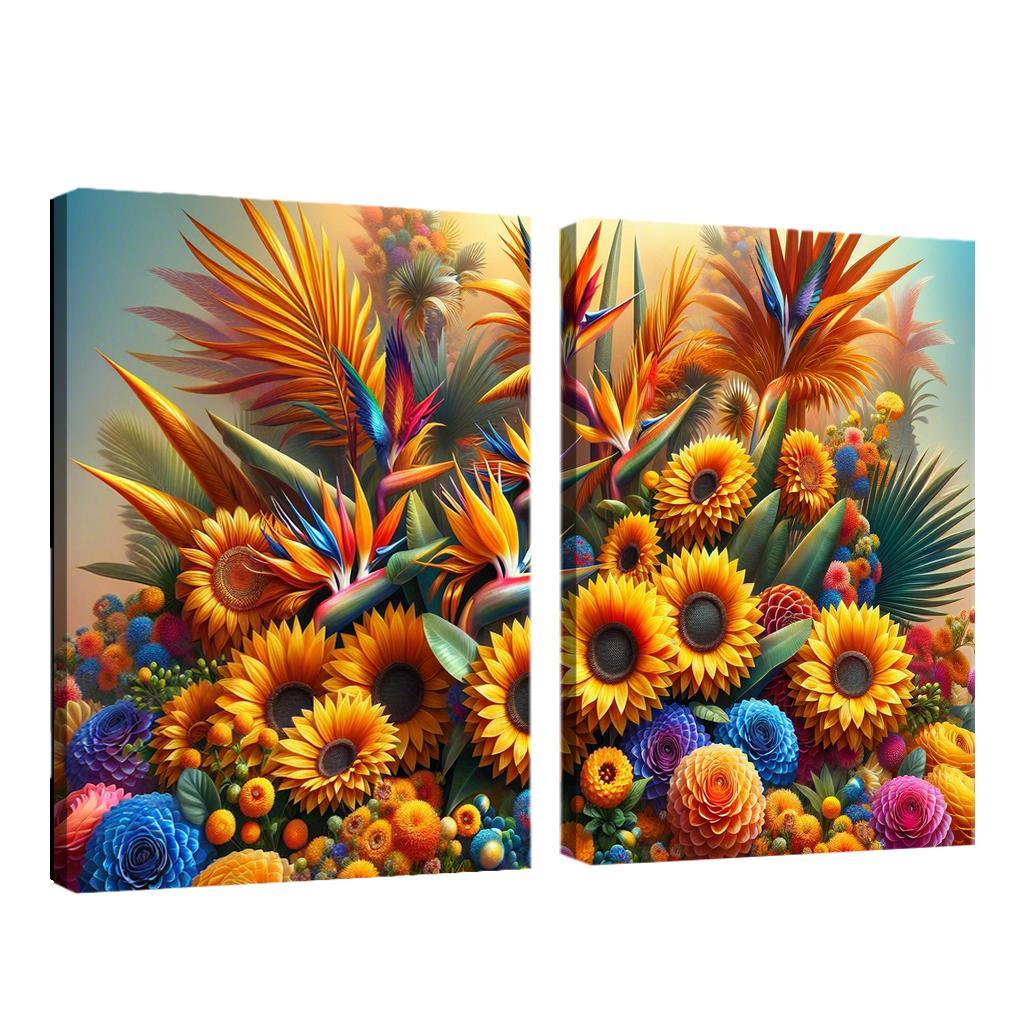 Festival of Colors A Celebration of Floral Diversity 2 Piece HD Canvas Wall Art-Original Frame
