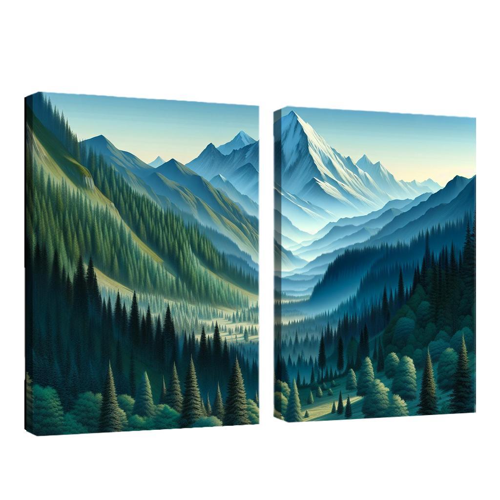 Mountain Serenity Retreat 2 Piece HD Canvas Wall Art-Original Frame