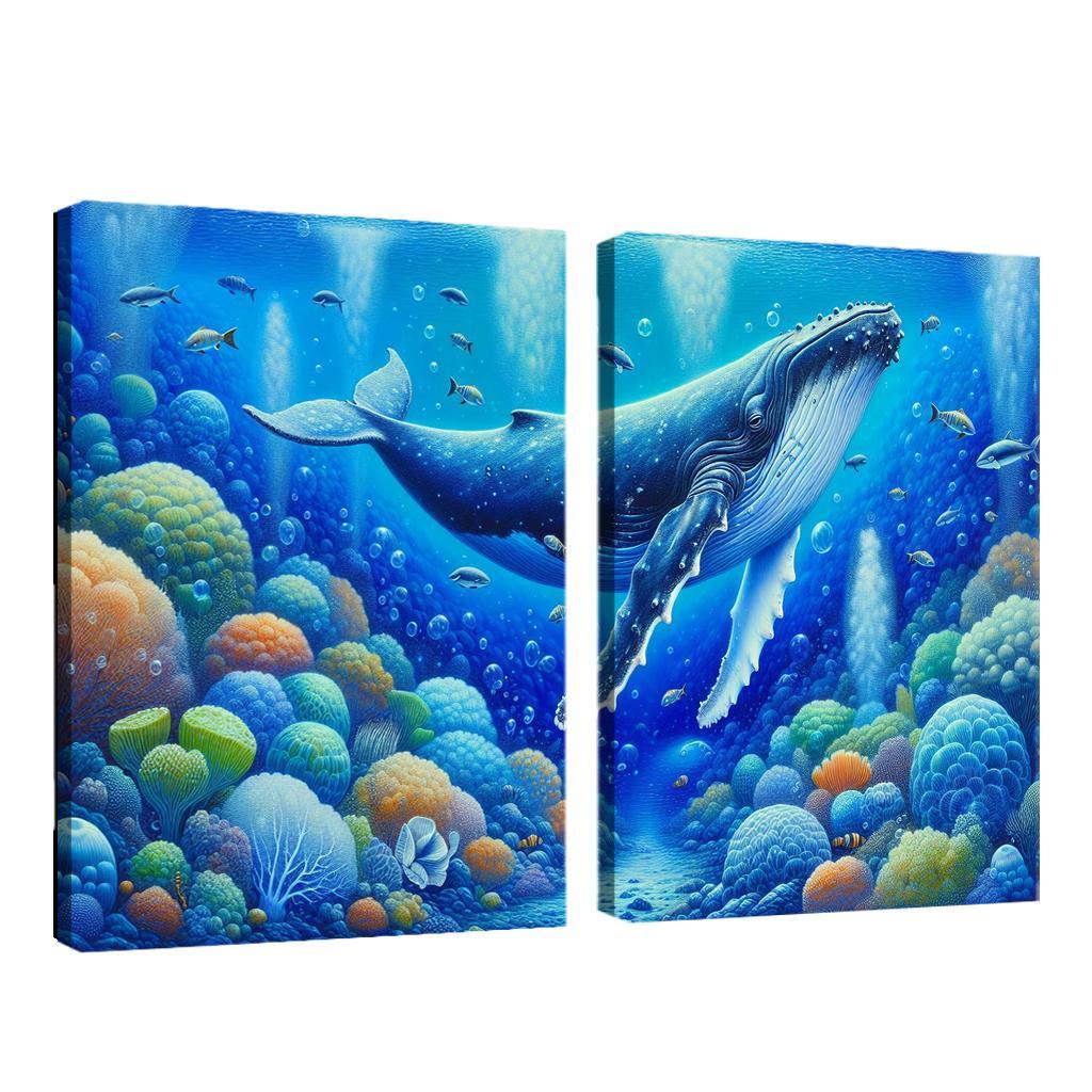 Whale Communication The Songs of the Deep 2 Piece HD Canvas Wall Art-Original Frame