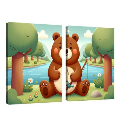 Bubbly Bear - Forest Adventures Framed Paintings