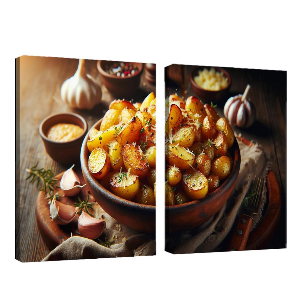 Herbed Garlic Parmesan Roasted Potatoes 2 Piece HD Canvas Wall Art-Original Frame