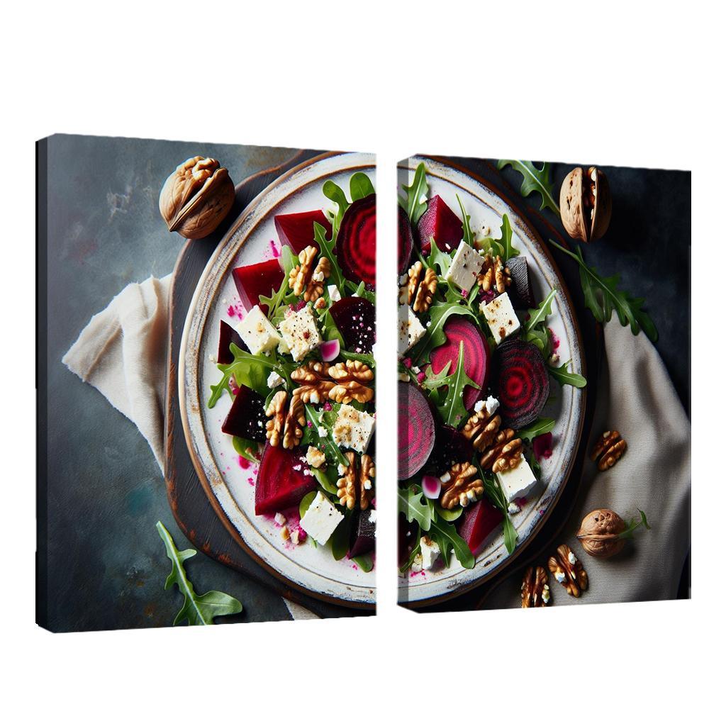 Beetroot and Feta Salad with Walnut Dressing 2 Piece HD Canvas Wall Art-Original Frame