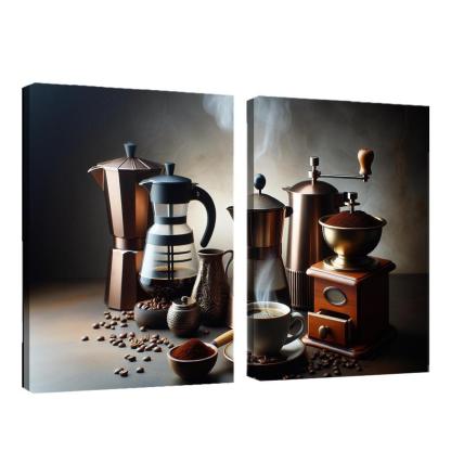 Home Brewed Coffee The Art of Crafting Perfection 2 Piece HD Canvas Wall Art-Original Frame