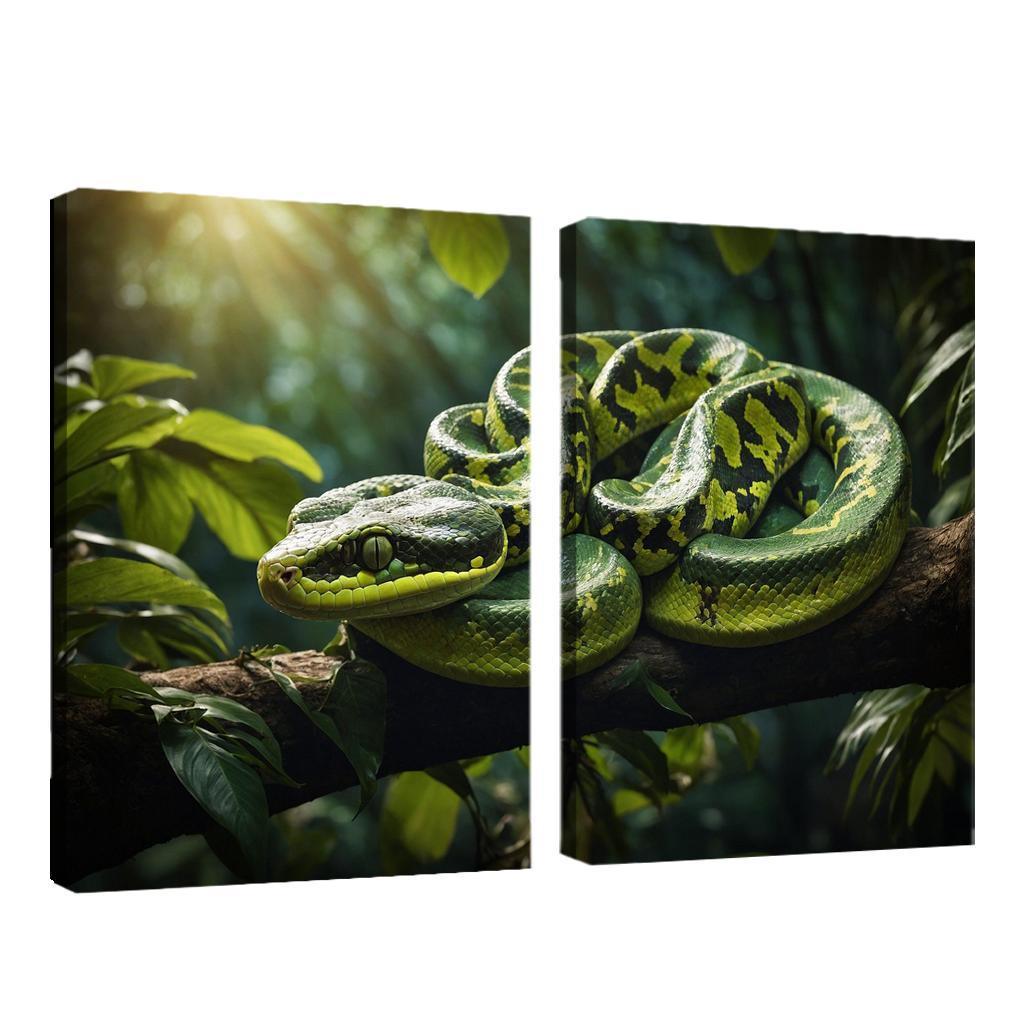 The Elegant Green Tree Python In A Tropical Setting Framed Paintings
