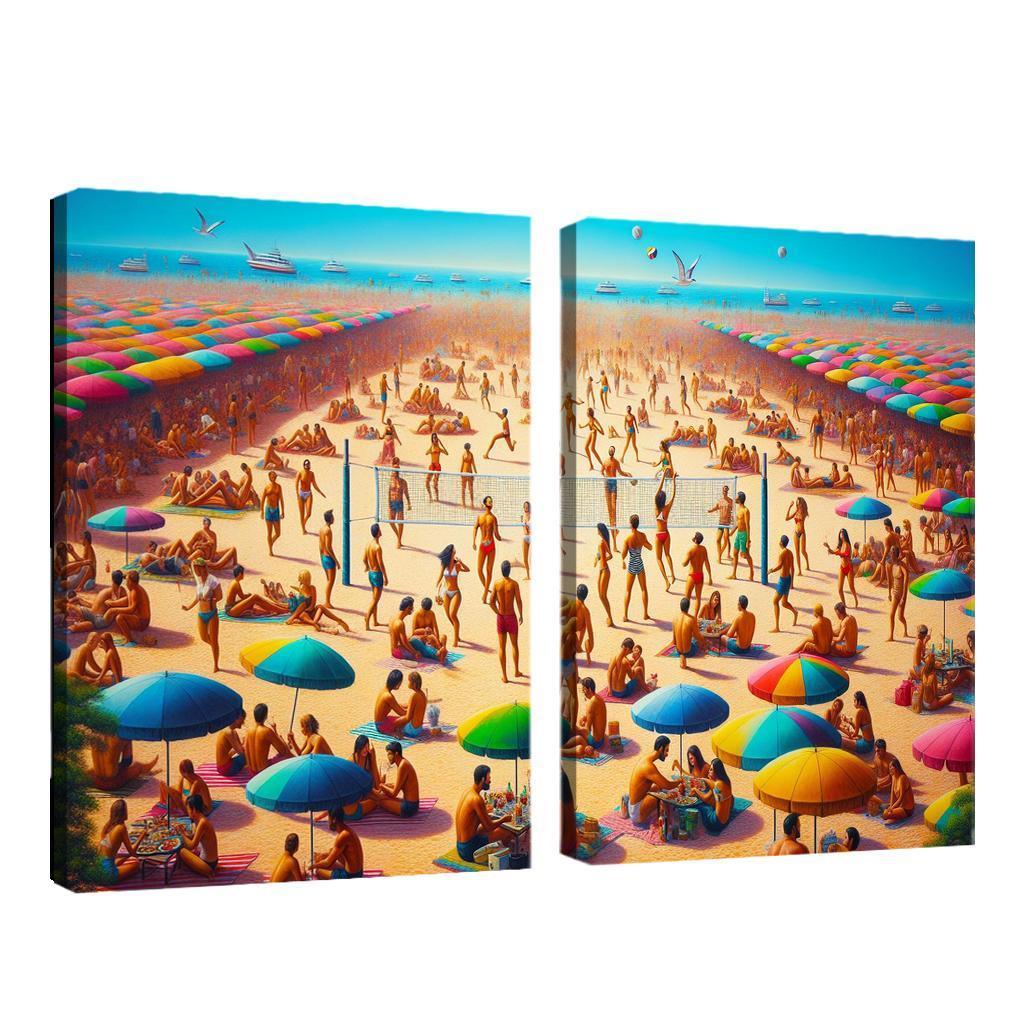 Sunny Retreat Vibrant Beach Life Abstract Paintings Frame