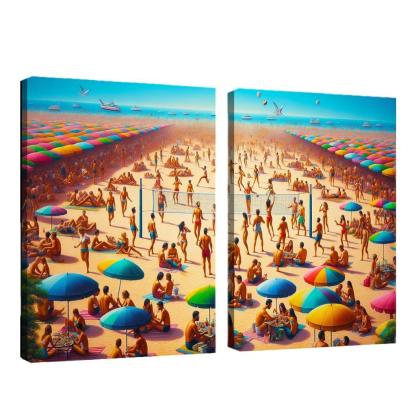 Sunny Retreat Vibrant Beach Life Abstract Paintings Frame