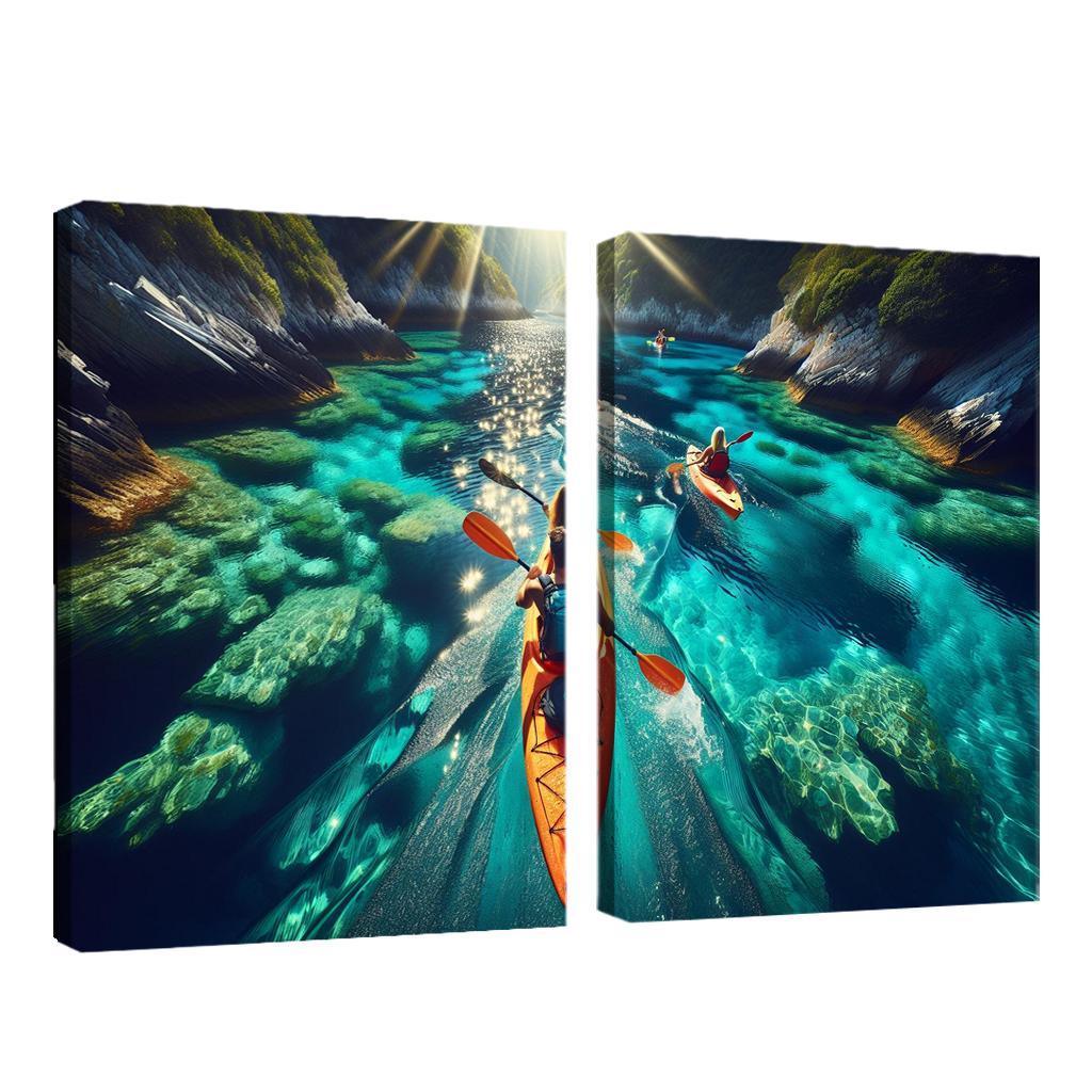 Glistening Waters Kayaking Paradise Abstract Paintings Frame