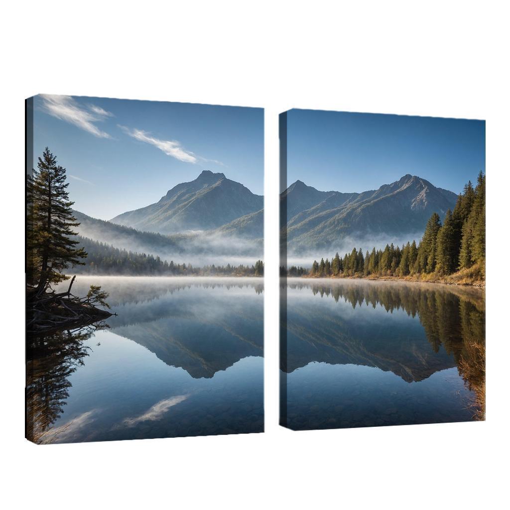 The Celestial Splendor Of Mountain Reflections Oil Paintings Frame