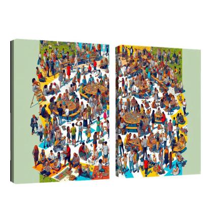 Shared Spaces Celebrating Community And Togetherness Multi-panel Paintings