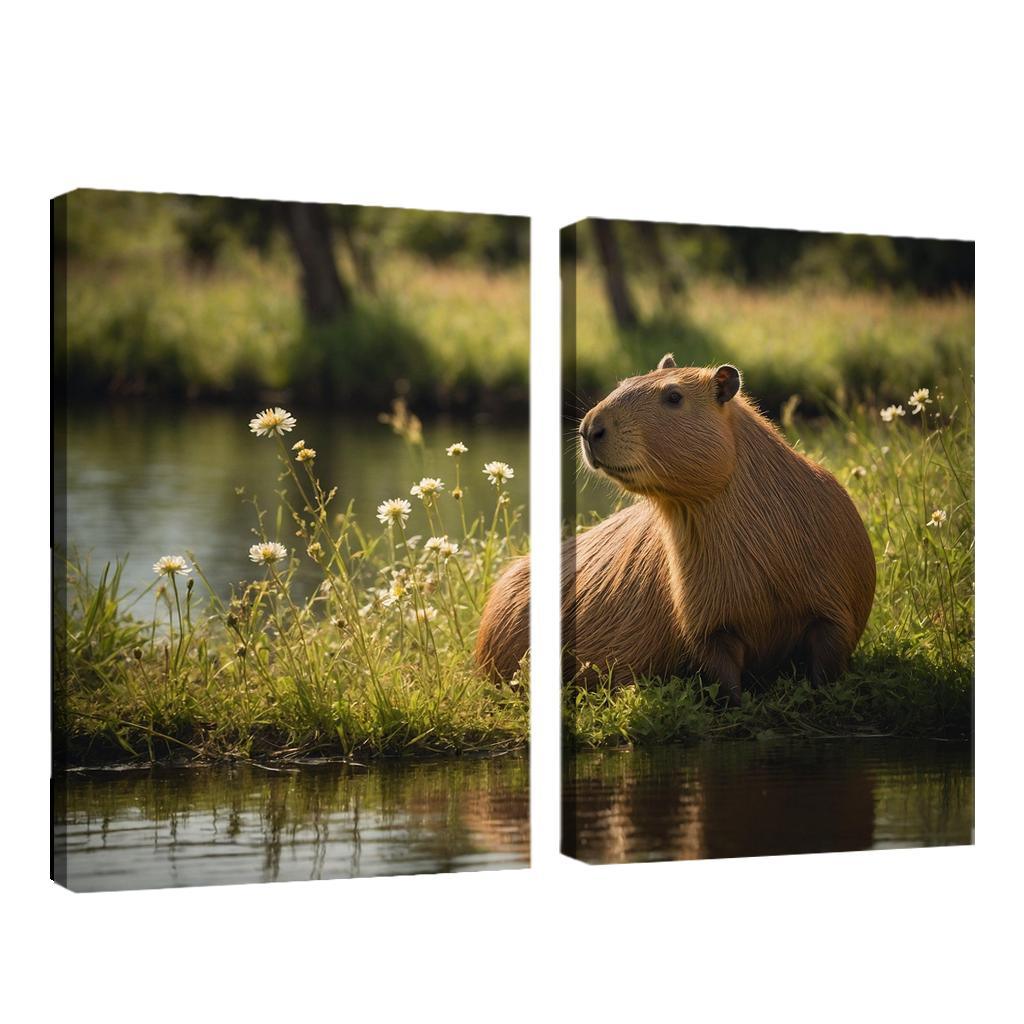The Curious Capybara The Gentle Giant Of The Rodent Family Modern Paintings Frame