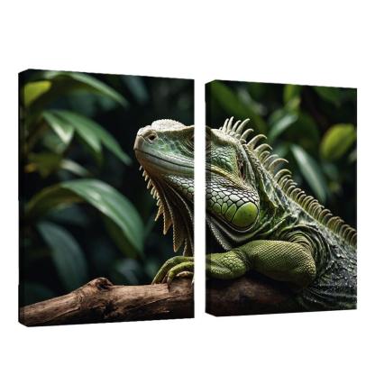 The Mysterious Green Iguana A Lizard Of The Tropics Canvas Paintings Frame