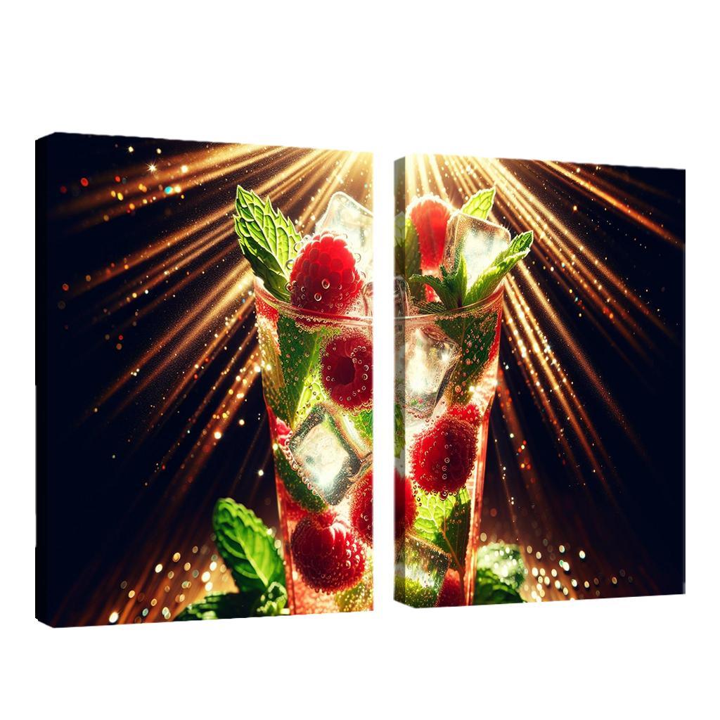 Raspberry Mint Sparkler 2 Piece HD Canvas Wall Art-Original Frame