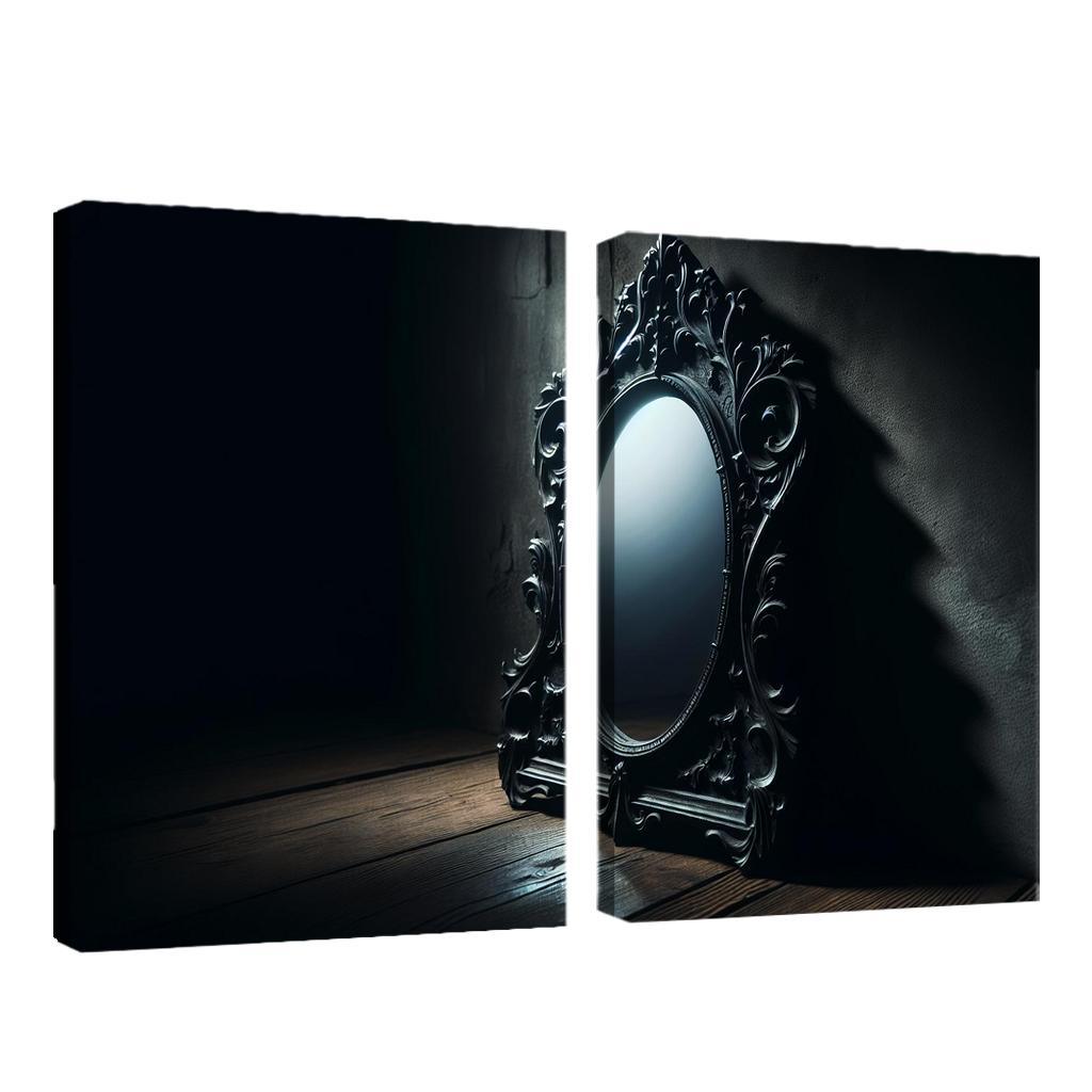 Haunting Reflections The Mirror of Secrets 2 Piece HD Canvas Wall Art-Original Frame