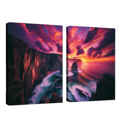 Sunset Cliffs Dramatic Coastal Views Oil Paintings Frame