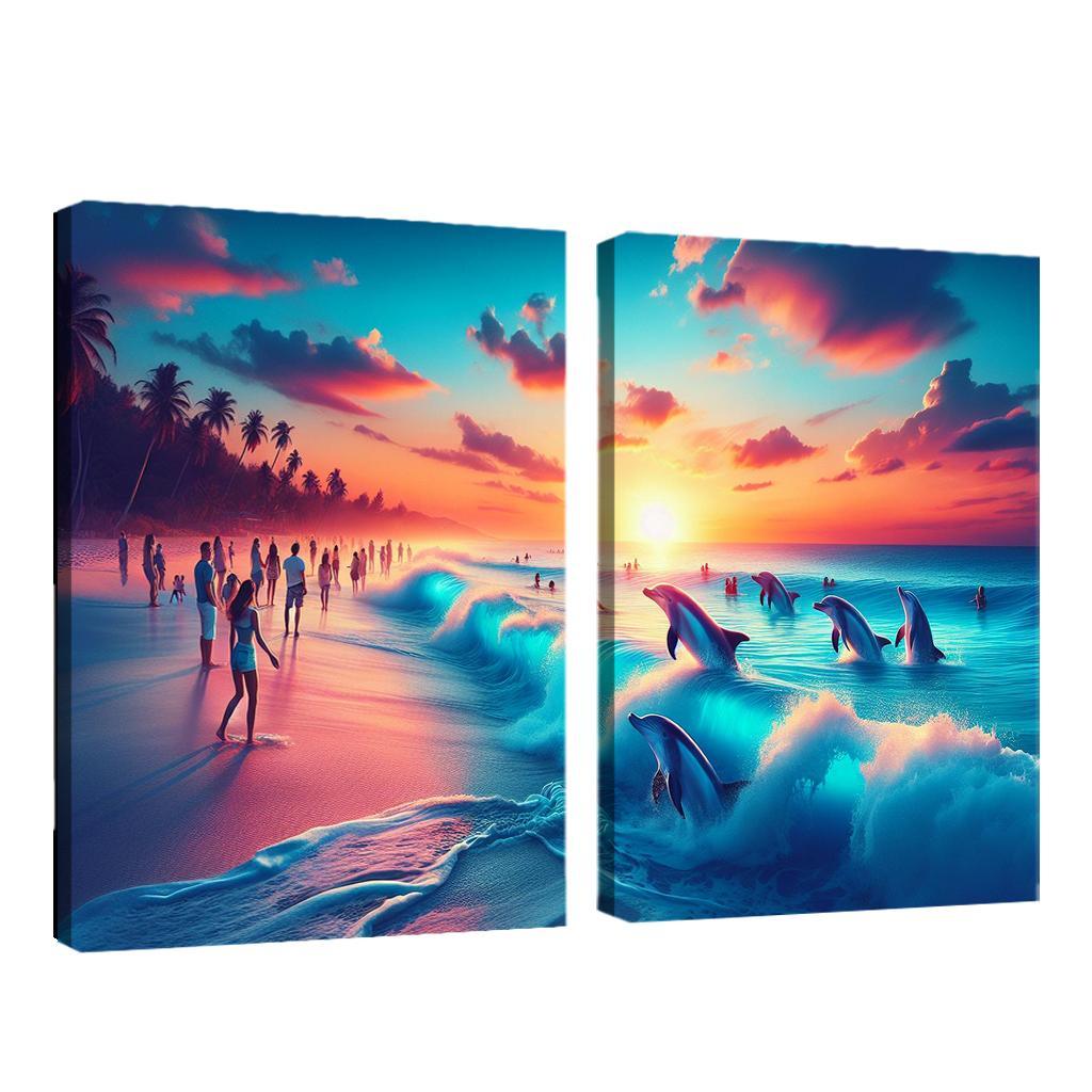 Cerulean Bliss Sunset And Wildlife Watching Premium Artwork Frames