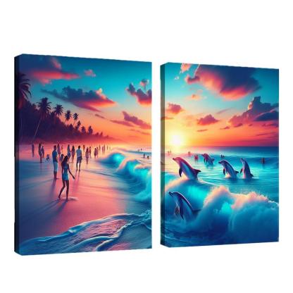 Cerulean Bliss Sunset And Wildlife Watching Premium Artwork Frames