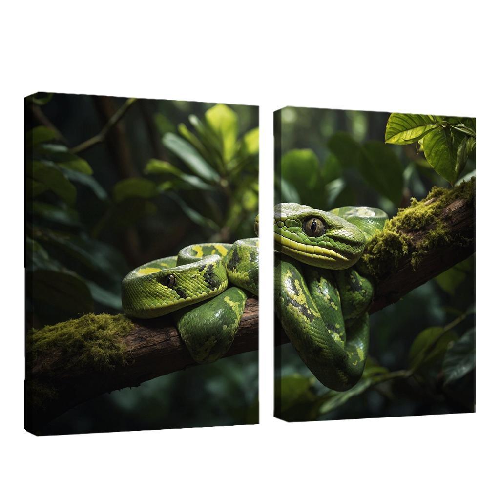 The Striking Green Tree Python Nature's Gem Oil Paintings Frame