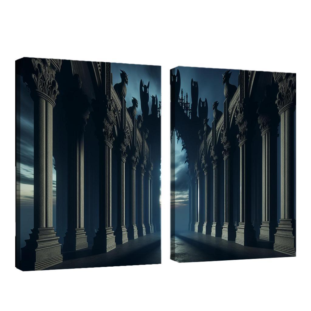 Sinister Arches The Gateway to the Unknown 2 Piece HD Canvas Wall Art-Original Frame